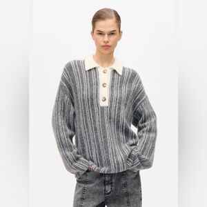 Baum und Pferdgarten grey & white wool blend Striped Women's Sweater